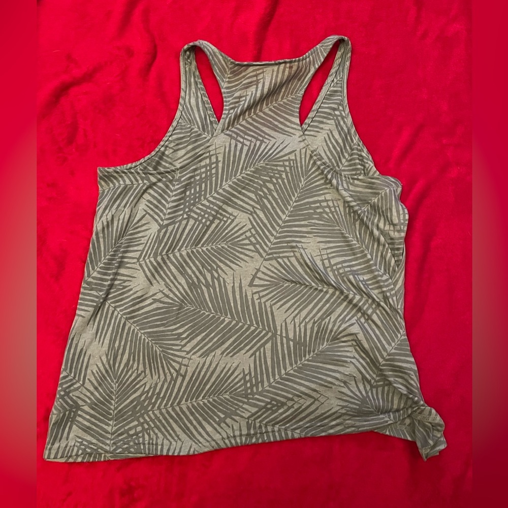 Palm Patterned Grey Racerback Tank - Picture 2 of 2